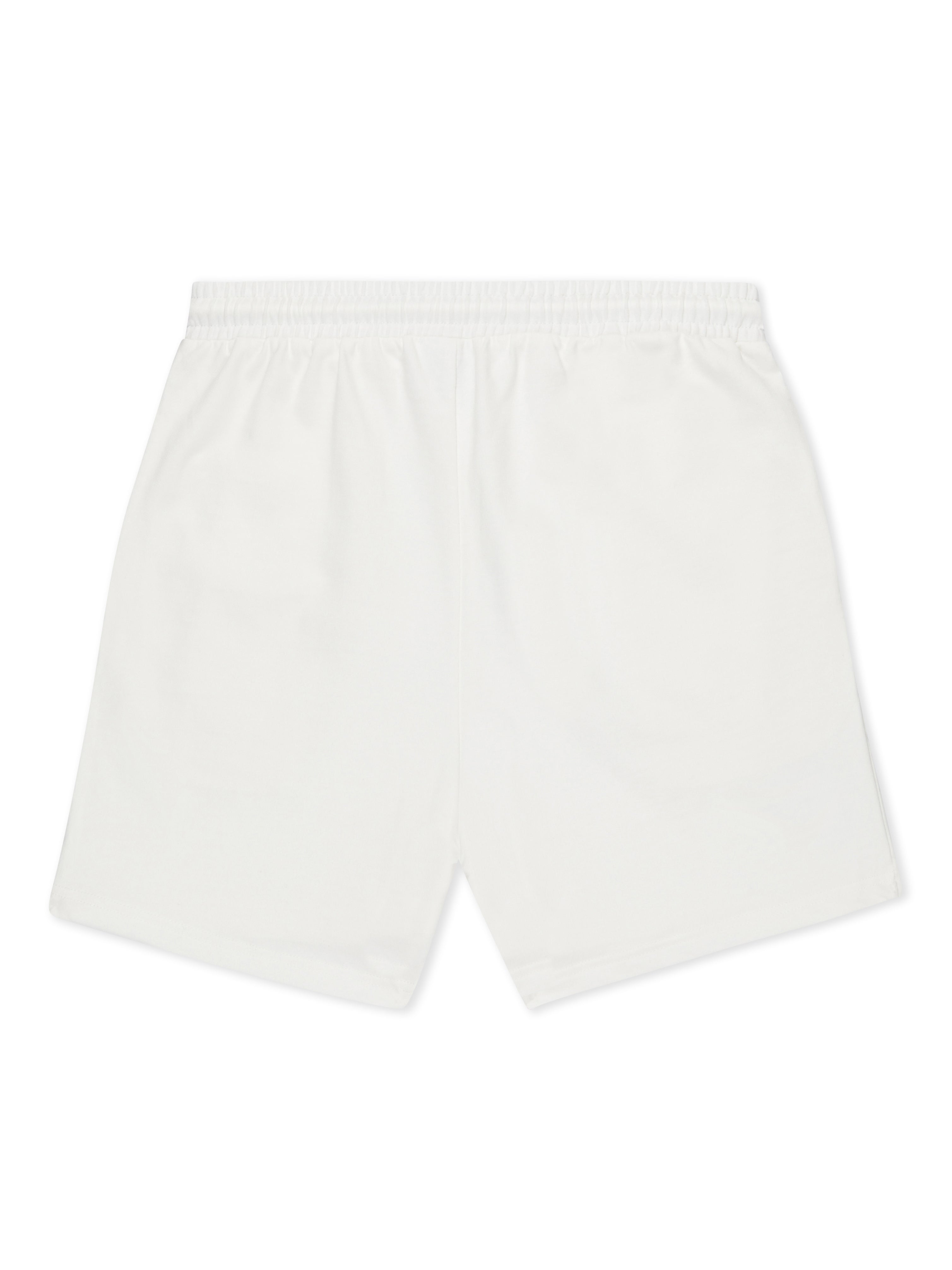 back of mens white retro cotton training shorts