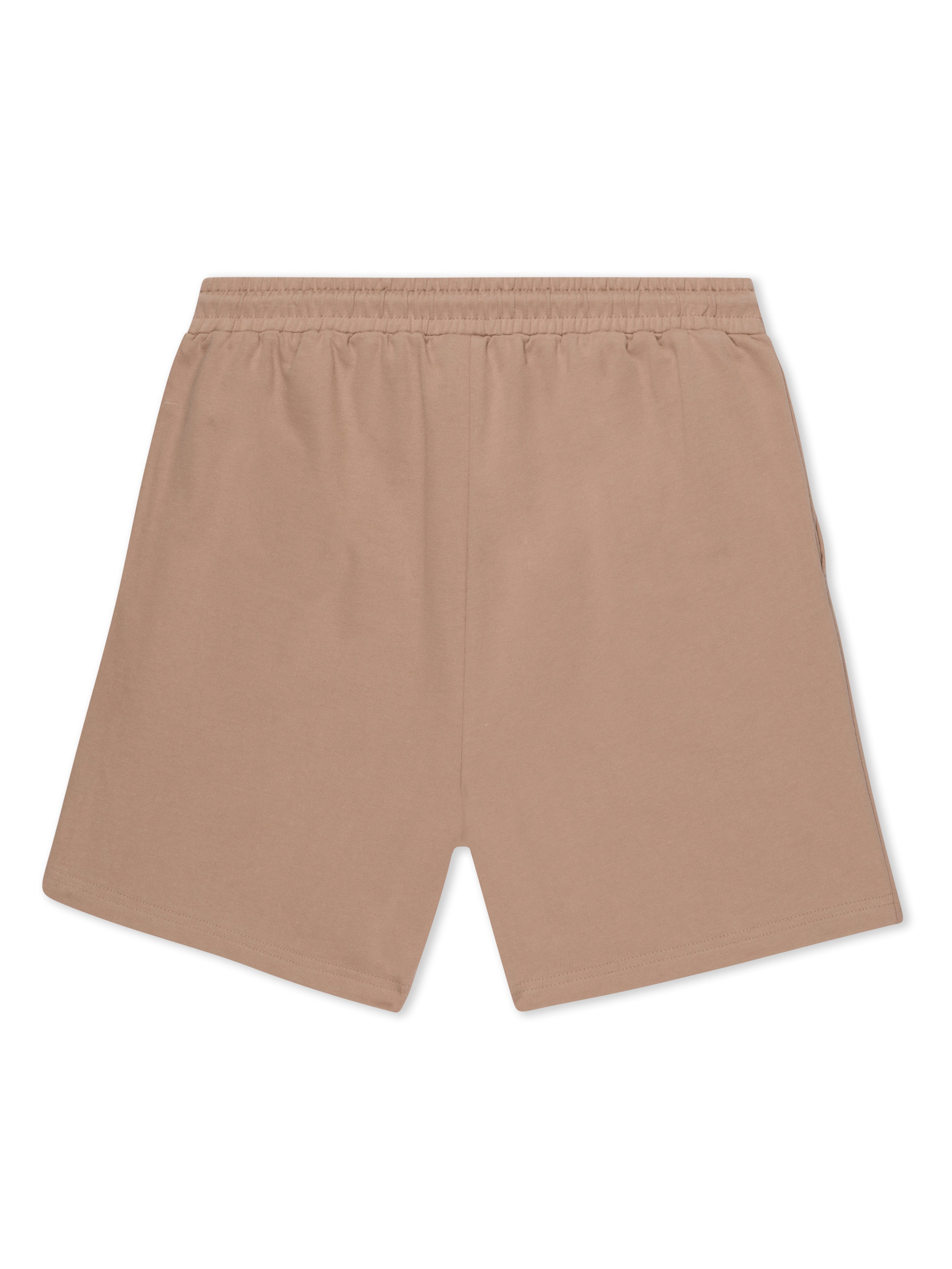 back of sand coloured shorts made with natural cotton