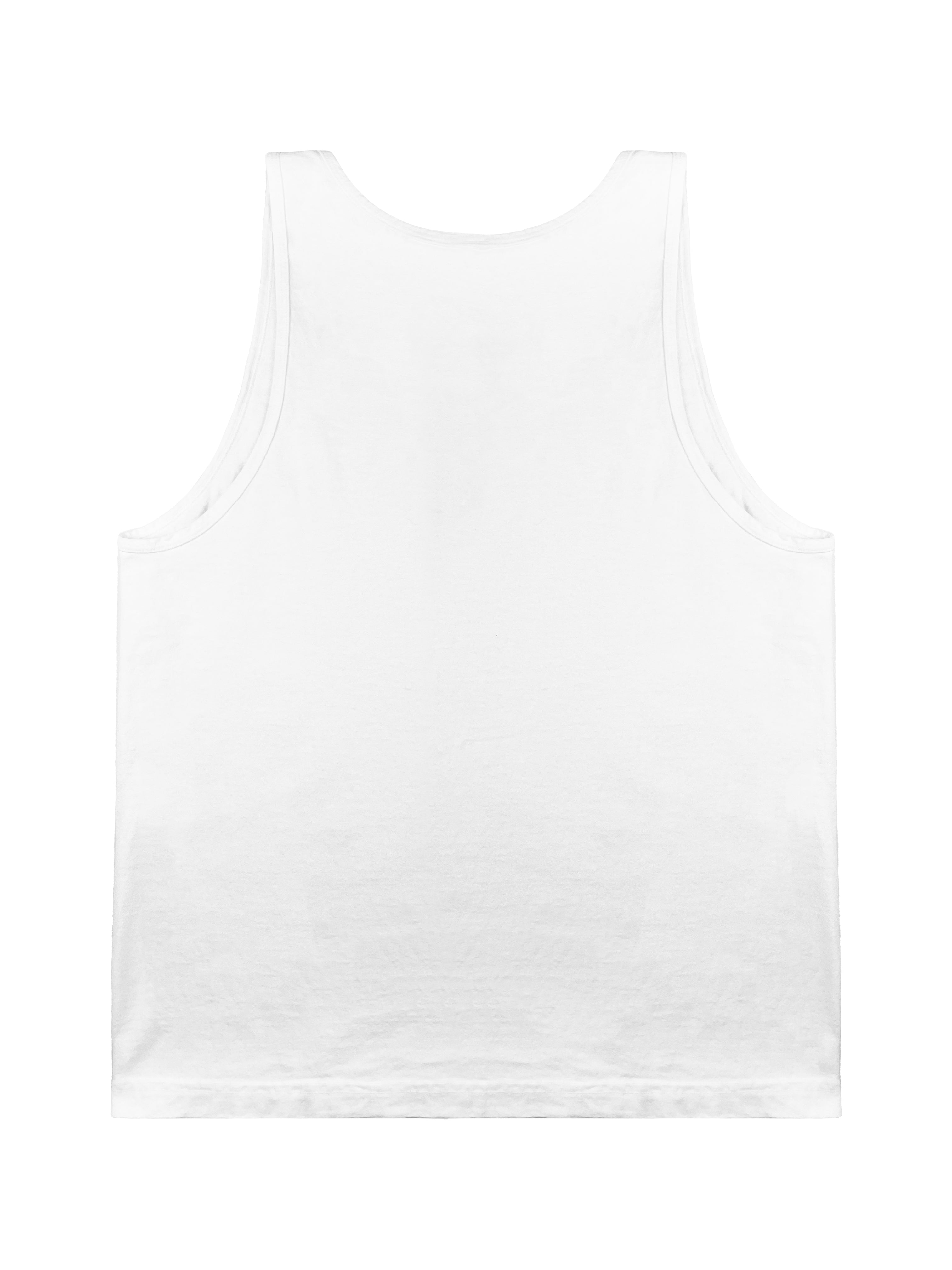 back of white cotton gym tank top